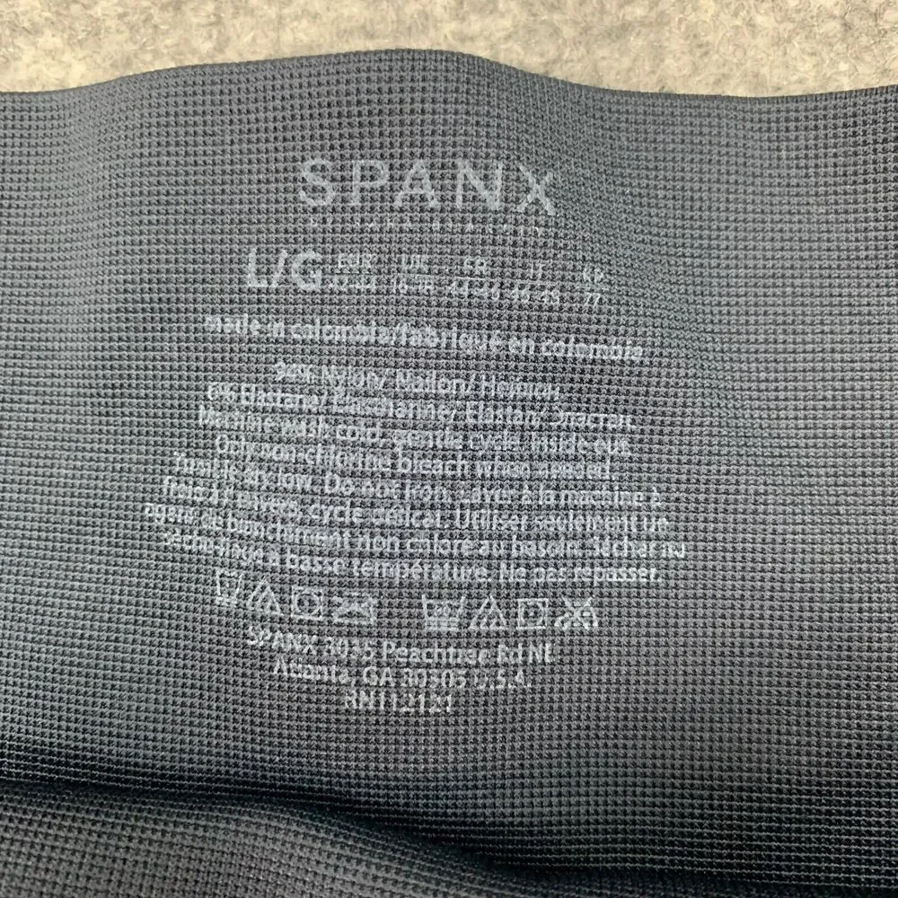 Spanx Leggings Womens L Large Black Blue Panel Seamless Moto High Rise Stretch